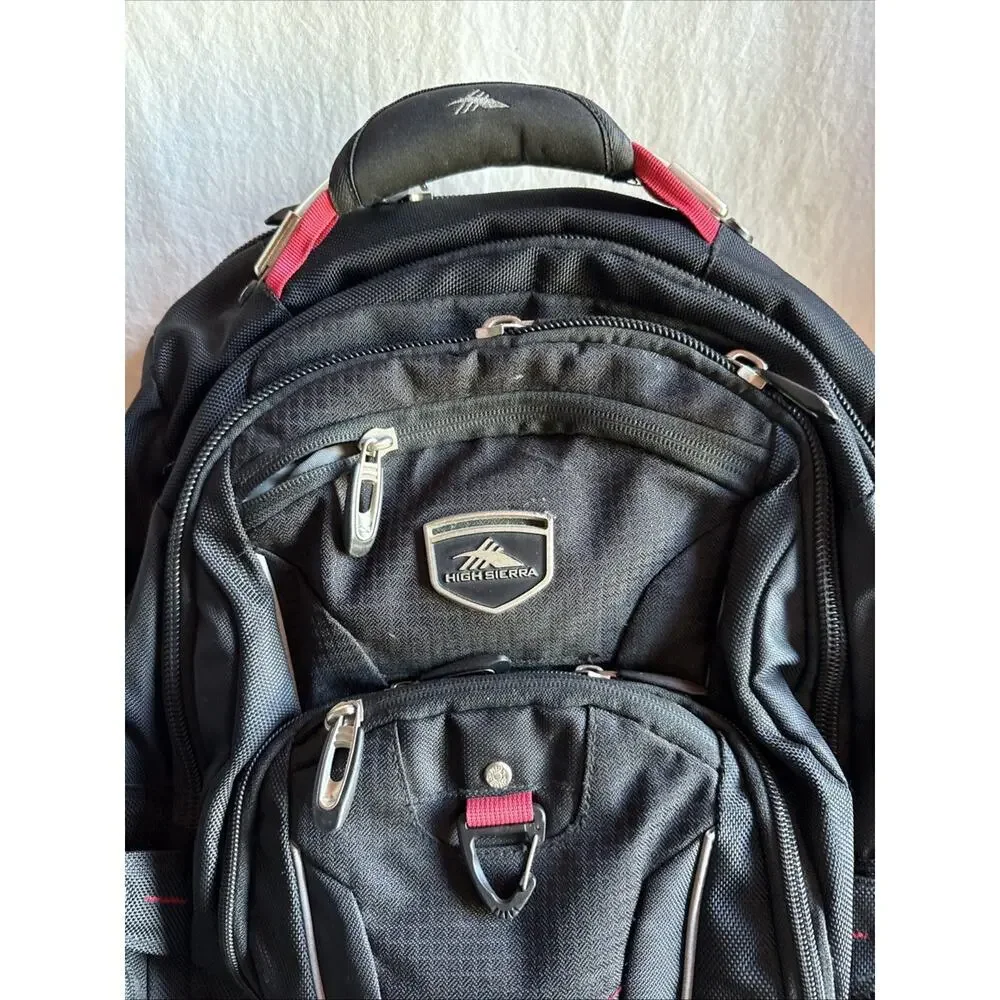 High Sierra Elite Laptop Backpack Black Red Airflow Suspension